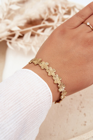 Women's Stainless Steel Bracelet Flowers Gold