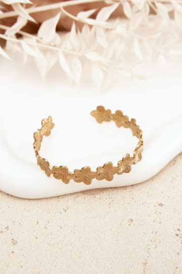 Women's Stainless Steel Bracelet Flowers Gold 2