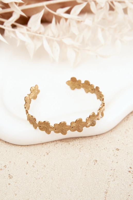 Women's Stainless Steel Bracelet Flowers Gold