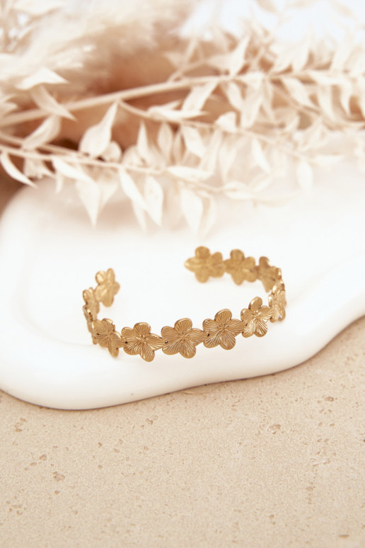 Women's Stainless Steel Bracelet Flowers Gold