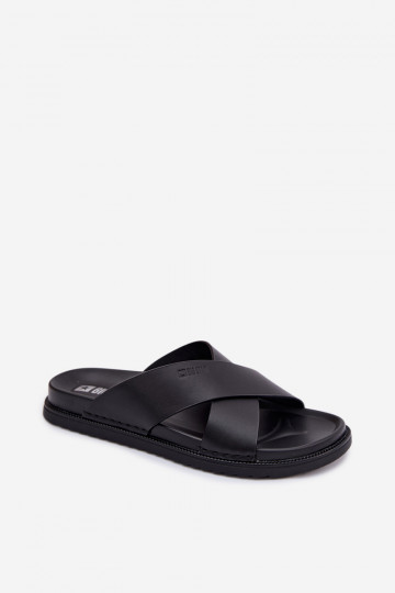 Leather Men's Slides Big Star TT174217 Black