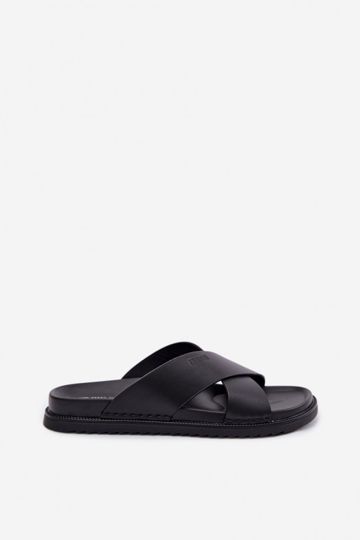 Leather Men's Slides Big Star TT174217 Black