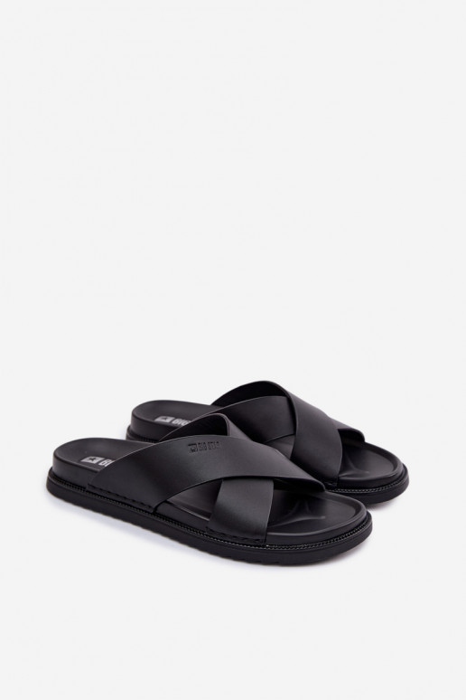 Leather Men's Slides Big Star TT174217 Black