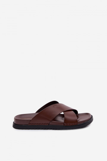 Leather Men's Slippers Big Star TT174218 Dark Brown 2