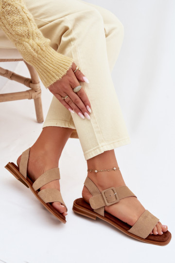 Women's Suede Sandals Big Star TT274491 Beige