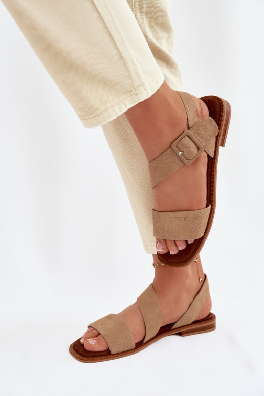 Women's Suede Sandals Big Star TT274491 Beige