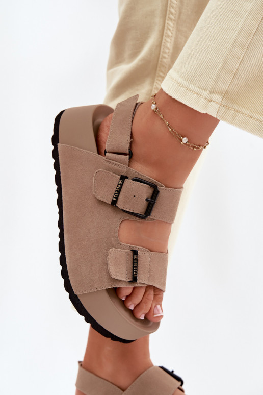 Suede Platform Sandals Big Star TT274235 Beige