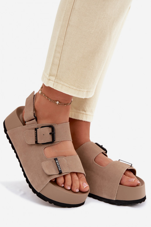 Suede Platform Sandals Big Star TT274235 Beige