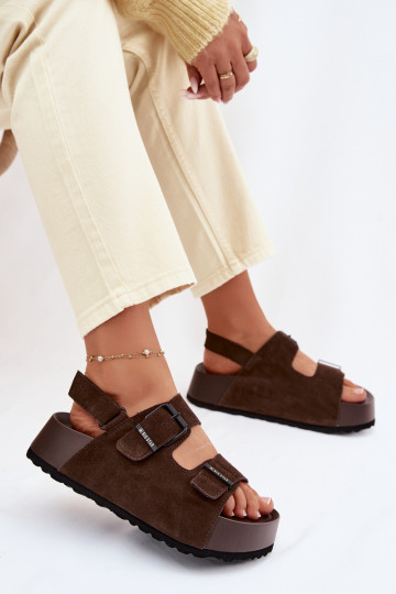 Suede Platform Sandals Big Star TT274236 Chocolate