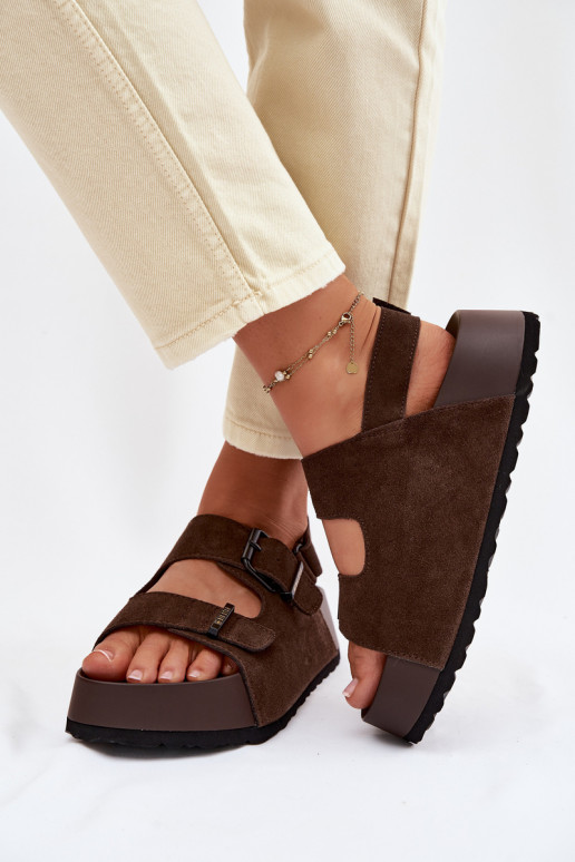Suede Platform Sandals Big Star TT274236 Chocolate