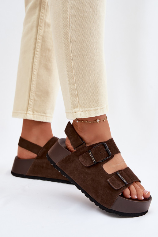 Suede Platform Sandals Big Star TT274236 Chocolate