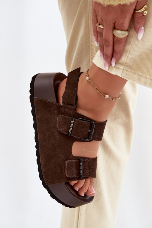Suede Platform Sandals Big Star TT274236 Chocolate