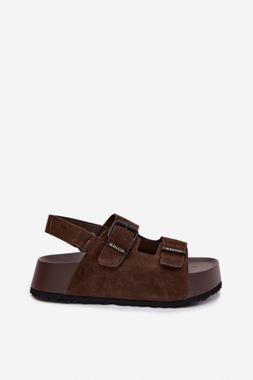 Suede Platform Sandals Big Star TT274236 Chocolate