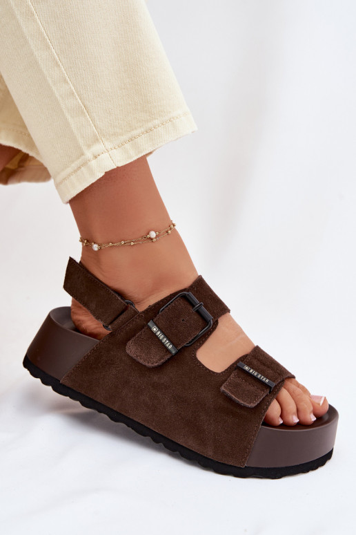 Suede Platform Sandals Big Star TT274236 Chocolate