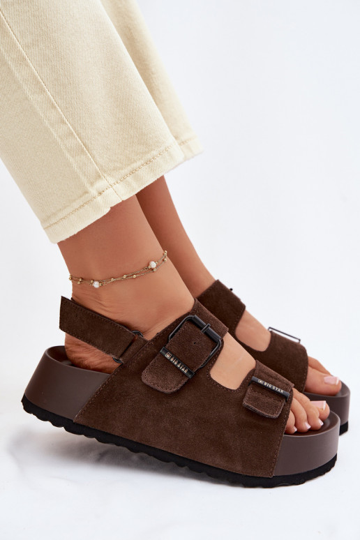 Suede Platform Sandals Big Star TT274236 Chocolate