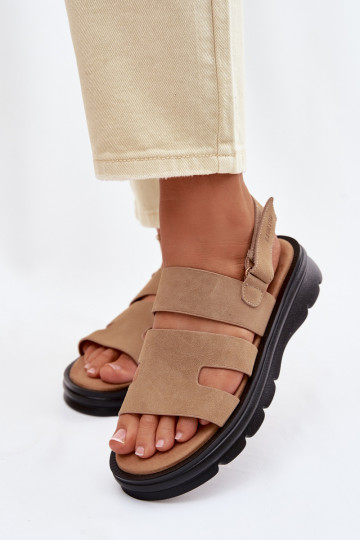 Women's Suede Sandals Big Star TT274482 Beige