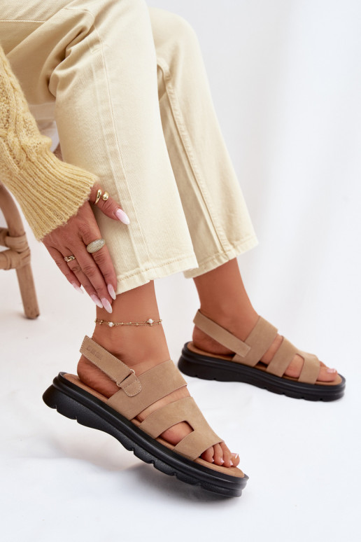 Women's Suede Sandals Big Star TT274482 Beige