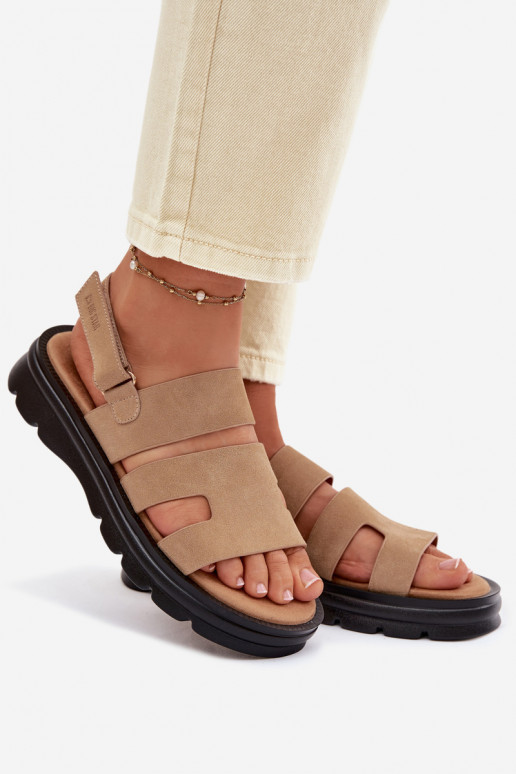 Women's Suede Sandals Big Star TT274482 Beige