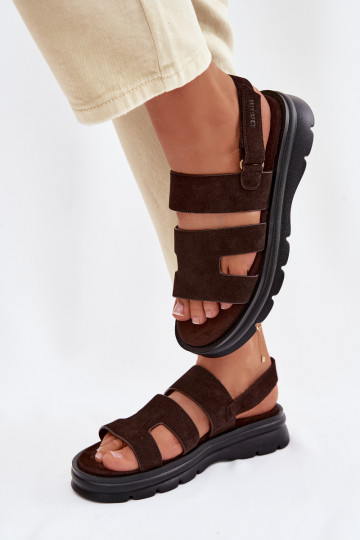 Women's Suede Sandals Big Star TT274483 Chocolate