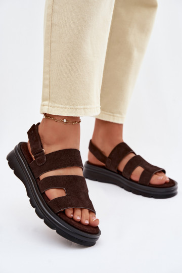 Women's Suede Sandals Big Star TT274483 Chocolate 2