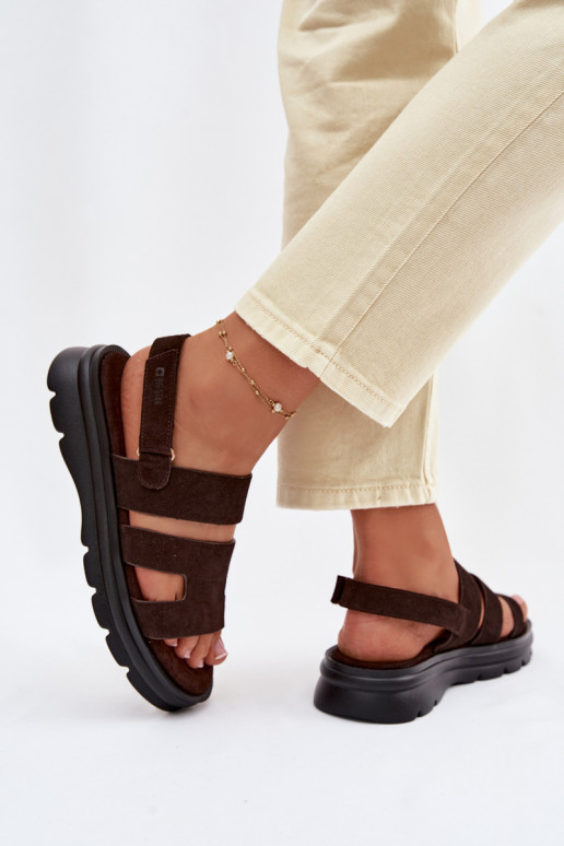 Women's Suede Sandals Big Star TT274483 Chocolate