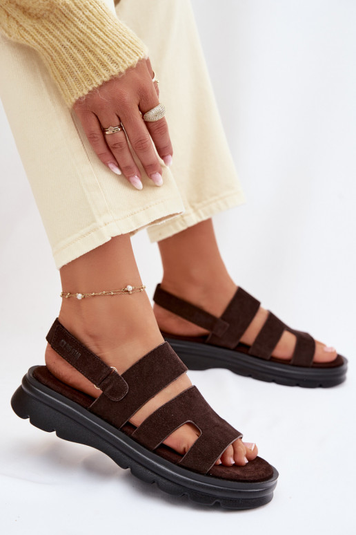 Women's Suede Sandals Big Star TT274483 Chocolate