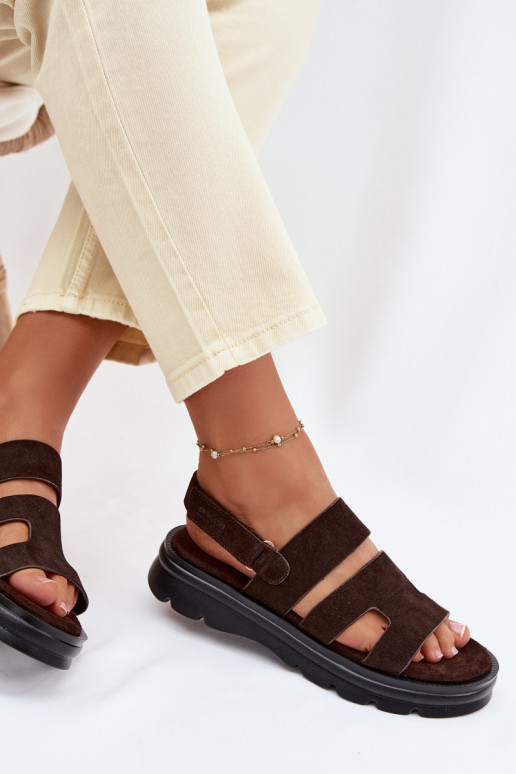 Women's Suede Sandals Big Star TT274483 Chocolate