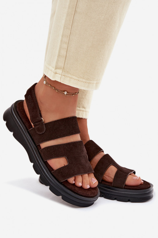 Women's Suede Sandals Big Star TT274483 Chocolate