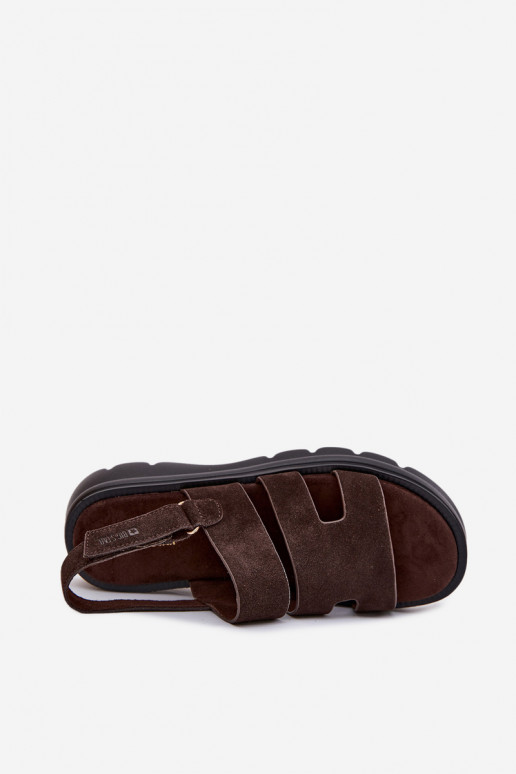 Women's Suede Sandals Big Star TT274483 Chocolate