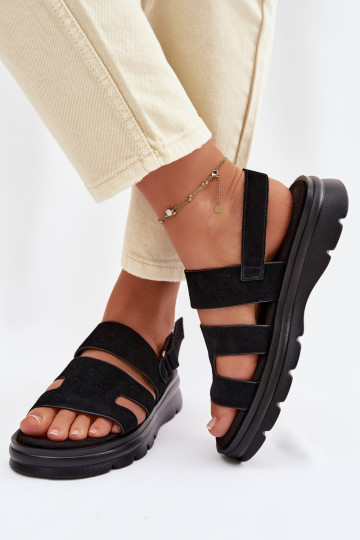 Women's Suede Sandals Big Star TT274484 Black