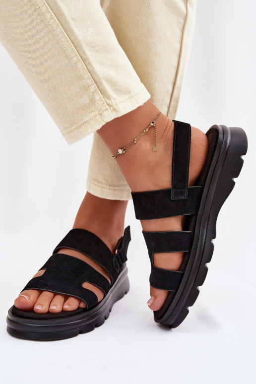 Women's Suede Sandals Big Star TT274484 Black