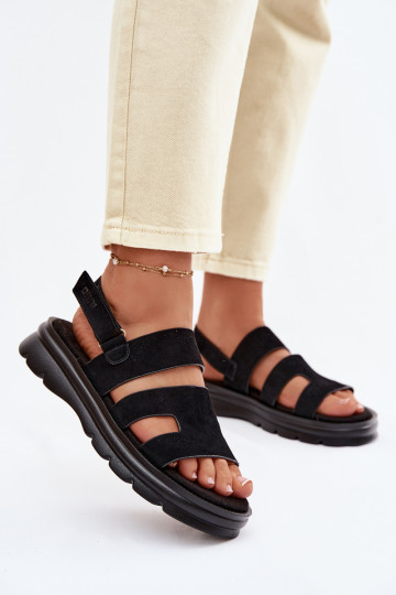 Women's Suede Sandals Big Star TT274484 Black 2