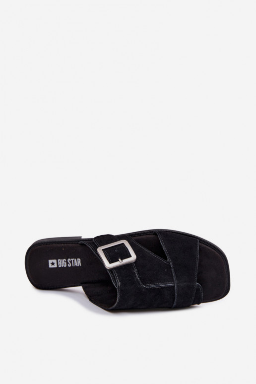 Suede Women's Flat Sandals With Buckle Big Star TT274477 Black