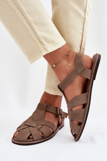 Women's Flat Natural Suede Sandals Big Star TT274250 Beige 2