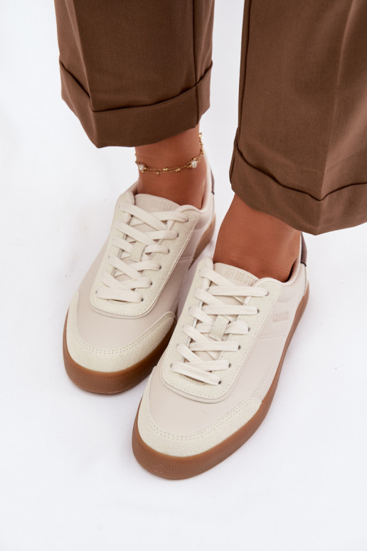 Sneakersy DamskiewithEko Skóry Big Star TT274311 Jasnobeżowe