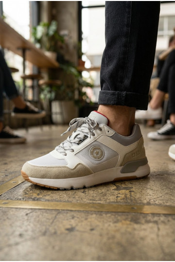 Sneakersy Męskie Na Platformie Big Star TT174032 Biało-Niebieskie