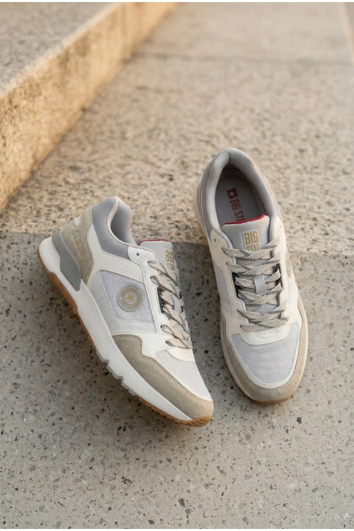 Sneakersy Męskie Na Platformie Big Star TT174032 Biało-Niebieskie