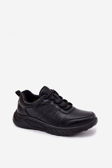 Sneakersy Męskie Eko Skórzane Czarne Torven