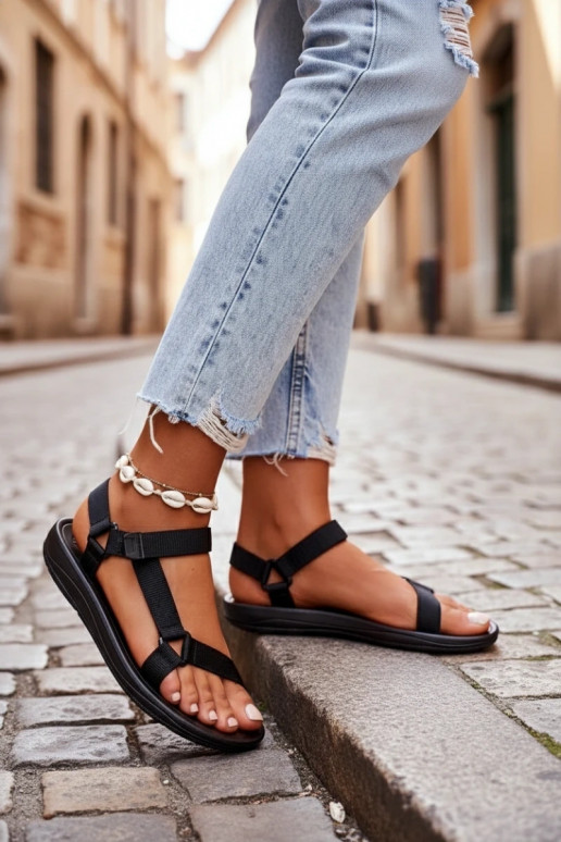 Women's Sports Sandals with Velcro Black Vilari