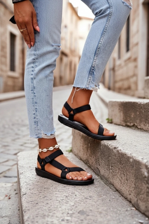 Women's Sports Sandals with Velcro Black Vilari