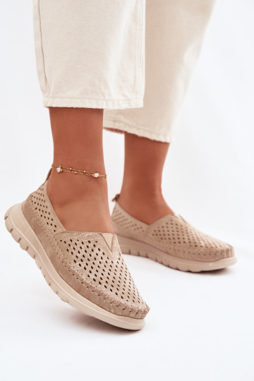 Openwork Light Women's Loafers Sergio Leone MK099H Gold 2