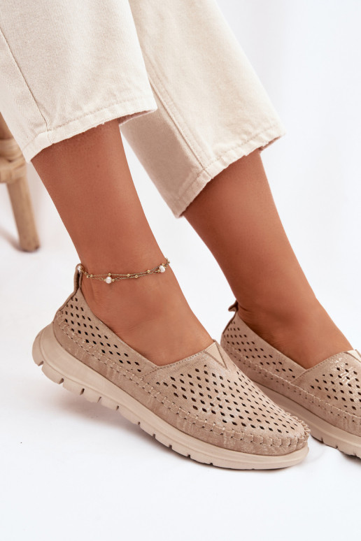 Openwork Light Women's Loafers Sergio Leone MK099H Gold
