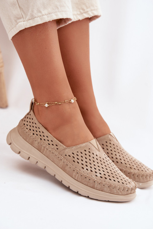 Openwork Light Women's Loafers Sergio Leone MK099H Gold