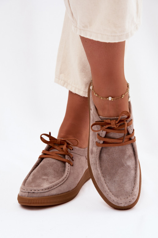 Vinceza 95391 Beige Leather Suede Derbies