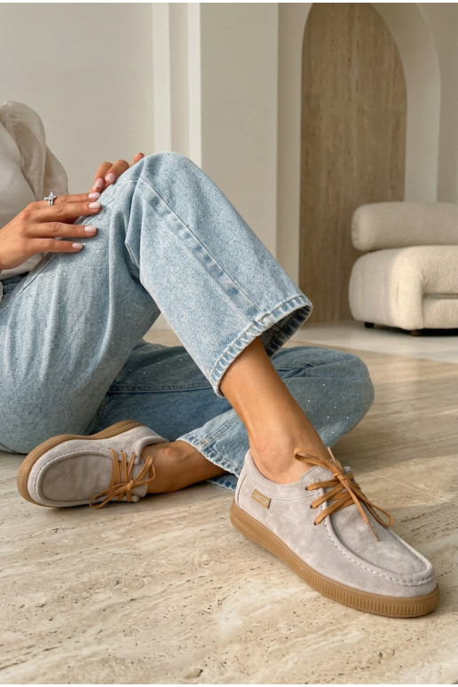 Vinceza 95391 Beige Leather Suede Derbies