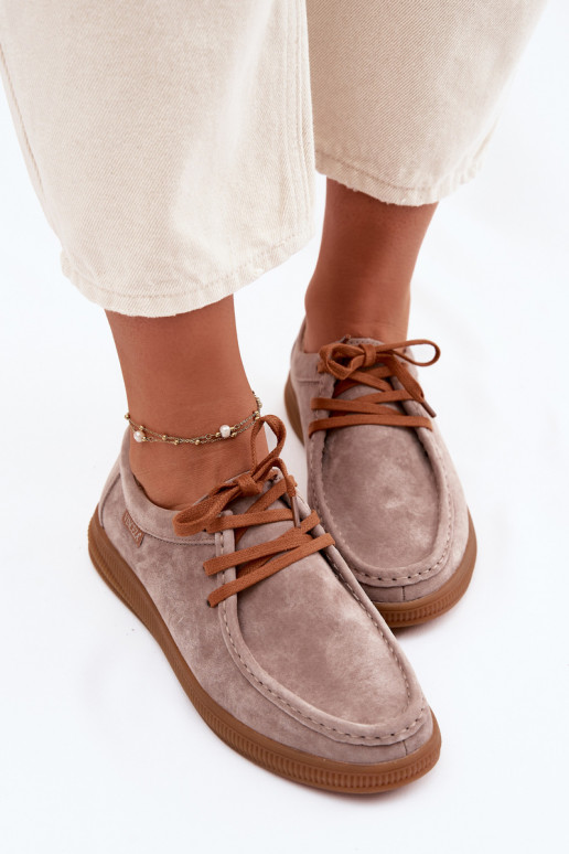 Vinceza 95391 Beige Leather Suede Derbies