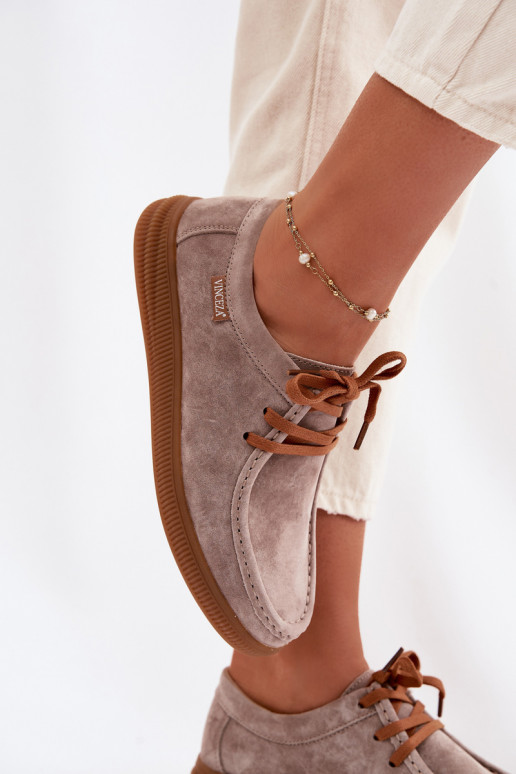 Vinceza 95391 Beige Leather Suede Derbies