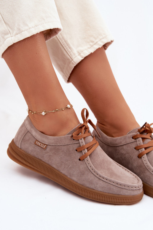 Vinceza 95391 Beige Leather Suede Derbies