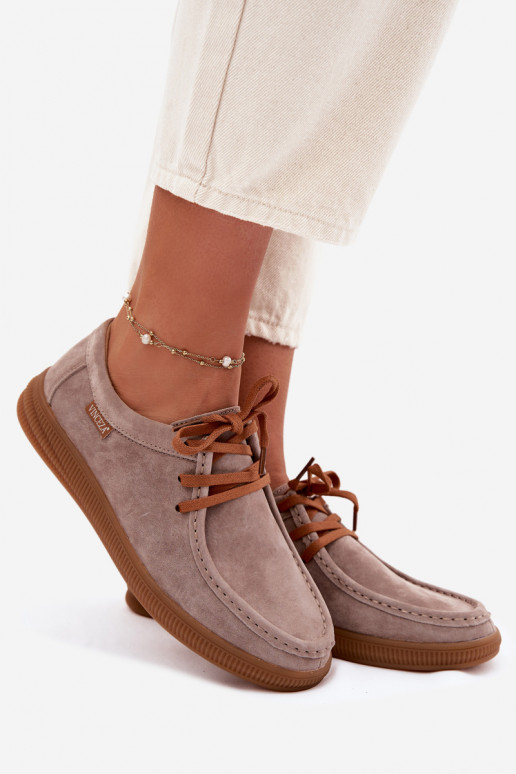 Vinceza 95391 Beige Leather Suede Derbies