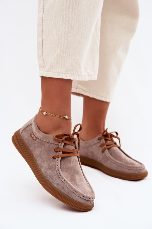 Vinceza 95391 Beige Leather Suede Derbies